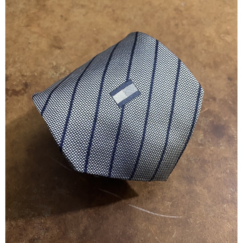 Tommy Hilfiger Silk Tie Blue Gray Mesh Striped Men Necktie 57 x 3.5